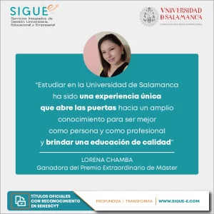 Lorena Chamba ganadora del premio extraordinario de máster de la Universidad de Salamanca
