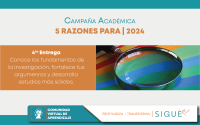 Campaña Académica| 5 Razones Para| 4° Entrega “Conoce los fundamentos de la investigación, fortalece tus argumentos y desarrolla estudios más sólidos.”